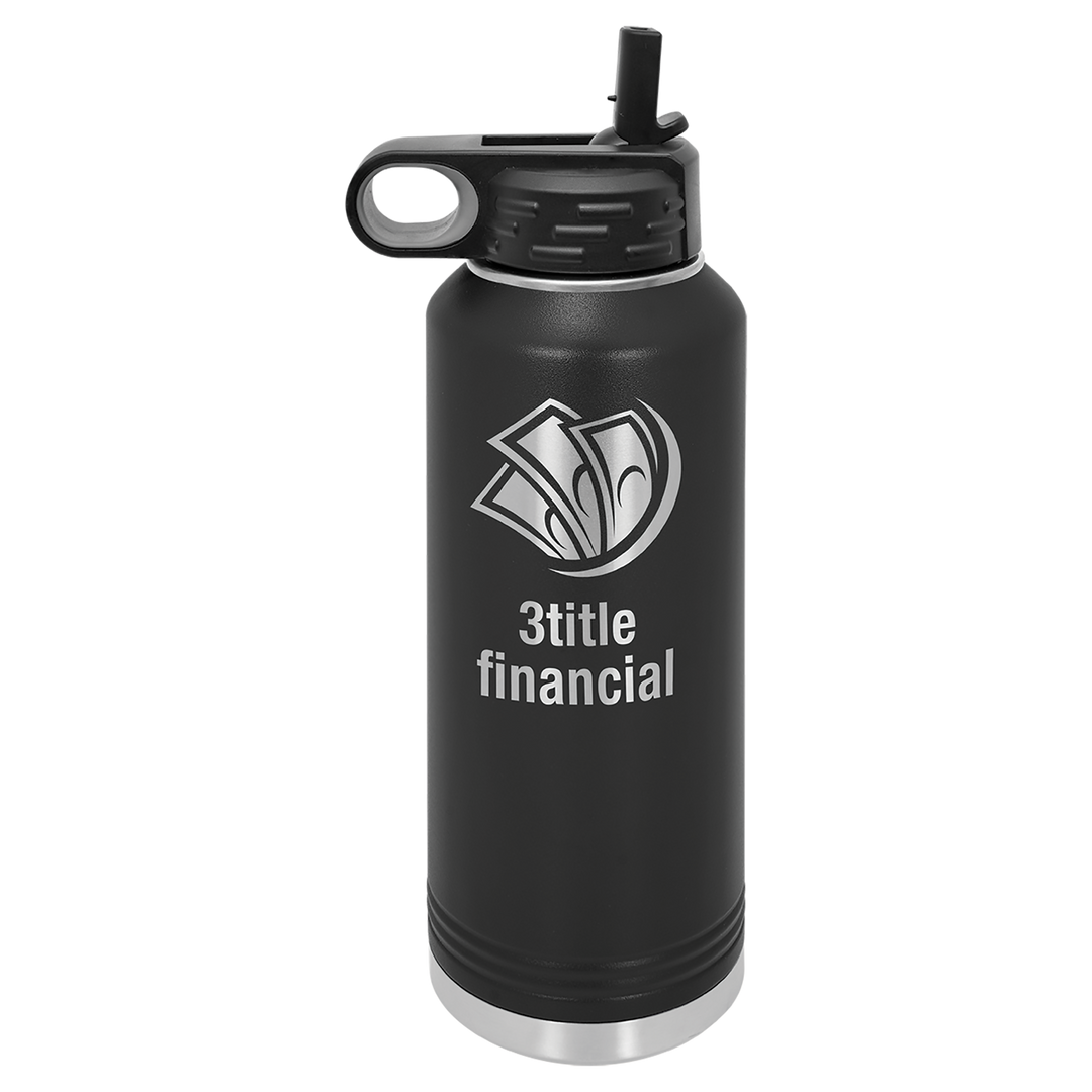 Custom Ring Bearer Water Bottle – 20 Oz Silver Aluminum With 2 Lids